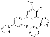 结构式 CAS# 1238697-26-1, 1-[2-氟-4-(1H-吡唑-1-基)苯基]-5-甲氧基-3-(1-苯基-1H-吡唑-5-基)哒嗪-4(1H)-酮