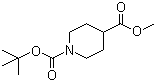 结构式 CAS# 124443-68-1, N-Boc-4-哌啶甲酸甲酯; N-叔丁氧羰基-4-哌啶甲酸甲酯