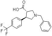 结构式 CAS# 1263281-88-4, (3R,4S)-rel-1-苄基-4-[4-(三氟甲基)苯基]-3-吡咯烷羧酸