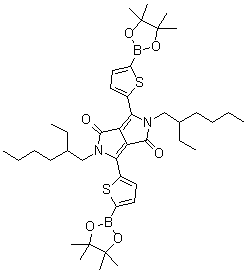 structure of CAS# 1269004-46-7, 2,5-Bis(2-ethylhexyl)-2,5-dihydro-3,6-bis[5-(4,4,5,5-tetramethyl-1,3,2-dioxaborolan-2-yl)-2-thienyl]pyrrolo[3,4-c]pyrrole-1,4-dione