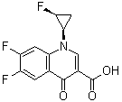 结构式 CAS# 127199-00-2, 顺式-(+)-6,7-二氟-1-(2-氟环丙基)-1,4-二氢-4-氧代-3-喹啉羧酸