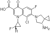 structure of CAS# 127254-12-0, Sitafloxacin;7-[(4S)-4-Amino-6-azaspiro[2.4]heptan-6-yl]-8-chloro-6-fluoro-1-[(2S)-2-fluorocyclopropyl]-4-oxoquinoline-3-carboxylic acid