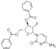结构式 CAS# 128495-99-8, 4-氨基-1-(3,5-二-O-苯甲酰基-2-脱氧-2-氟-beta-D-阿拉伯呋喃糖基)-2(1H)-嘧啶酮