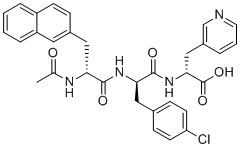 structure of CAS# 129225-22-5, AC-D-2-Nal-D-4-clphe-D-3-pal;(2R)-2-[[(2R)-2-[[(2R)-2-acetamido-3-naphthalen-2-ylpropanoyl]amino]-3-(4-chlorophenyl)propanoyl]amino]-3-pyridin-3-ylpropanoic acid