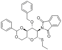 structure of CAS# 129519-27-3, Ethyl 3-o-benzyl-4,6-o-benzylidene-2-deoxy-2-phthalimido-beta-d-thioglucopyranoside;2-[(4aR,6S,7R,8R,8aS)-6-ethylsulfanyl-2-phenyl-8-phenylmethoxy-4,4a,6,7,8,8a-hexahydropyrano[3,2-d][1,3]dioxin-7-yl]isoindole-1,3-dione