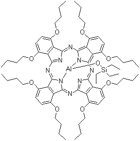 structure of CAS# 129707-63-7, Aluminum 1,4,8,11,15,18,22,25-octabutoxy-29H,31H-phthalocyanine triethylsiloxide