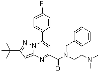 structure of CAS# 1314206-29-5, N-[2-(Dimethylamino)ethyl]-2-(1,1-dimethylethyl)-7-(4-fluorophenyl)-N-(phenylmethyl)pyrazolo[1,5-a]pyrimidine-5-carboxamide