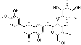 structure of CAS# 13241-33-3, Neohesperidin;Hesperetin 7-neohesperidoside; (S)-7-(((2-O-6-Deoxy-alpha-L-mannopyranosyl)-beta-D-glucopyranosyl)oxy)-2,3-dihydro-5-hydroxy-2-(3-hydroxy-4-methoxyphenyl)-4H-1-benzopyran-4-one