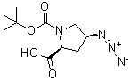 structure of CAS# 132622-65-2, (2S,4S)-1-(tert-Butoxycarbonyl)-4-azidopyrrolidine-2-carboxylic acid;Boc-cis-4-azido-L-proline