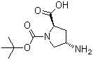 structure of CAS# 132622-78-7, (2R,4S)-4-Amino-1,2-pyrrolidinedicarboxylic acid 1-(tert-butyl) ester