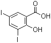 structure of CAS# 133-91-5, 3,5-Diiodosalicylic acid;2-Hydroxy-3,5-diiodobenzoic acid