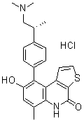 结构式 CAS# 1338545-07-5, (R)-9-[4-[1-(二甲基氨基)丙-2-基]苯基]-8-羟基-6-甲基噻吩并[2,3-c]喹啉-4(5H)-酮盐酸盐