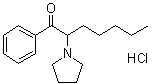 结构式 CAS# 13415-55-9, 2-(1-吡咯烷基)苯庚酮盐酸盐