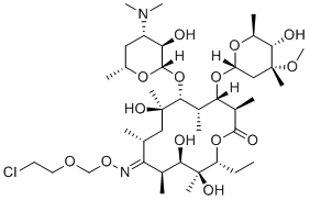 structure of CAS# 134834-12-1, Roxithromycin Impurity J;Erythromycin 9-(E)-[O-[(2-Chloroethoxy)methyl]oxime]