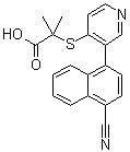 structure of CAS# 1352792-74-5, Verinurad;2-[[3-(4-Cyano-1-naphthalenyl)-4-pyridinyl]thio]-2-methylpropanoic acid