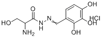structure of CAS# 1353749-74-2, Benserazide EP Impurity C;2-Amino-3-hydroxy-N-[(2,3,4-trihydroxyphenyl)methylideneamino]propanamide hydrochloride