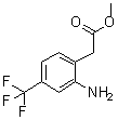 structure of CAS# 13544-08-6, 2-Amino-4-(trifluoromethyl)benzeneacetic acid methyl ester;Methyl (2-amino-4-trifluoromethylphenyl)acetate; Methyl 2-[2-amino-4-(trifluoromethyl)phenyl]acetate