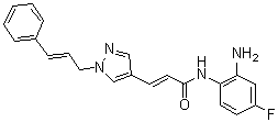 structure of CAS# 1357389-11-7, (2E)-N-(2-Amino-4-fluorophenyl)-3-[1-(3-phenyl-2-propen-1-yl)-1H-pyrazol-4-yl]-2-propenamide;RGFP 966