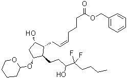 结构式 CAS# 136790-77-7, (Z)-7-[(1R,2R,3R,5S)-2-(4,4-二氟-3-羟基辛基)-5-羟基-3-[(四氢-2H-吡喃-2-基)氧基]环戊基]-5-庚烯酸苄酯