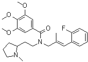 结构式 CAS# 1378524-41-4, N-[(2E)-3-(2-氟苯基)-2-甲基-2-丙烯-1-基]-3,4,5-三甲氧基-N-[2-(1-甲基-2-吡咯烷基)乙基]苯甲酰胺
