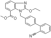 structure of CAS# 139481-44-0, Methyl 1-[(2'-cyanobiphenyl-4-yl)methyl]-2-ethoxy-1H-benzimidazole-7-carboxylate