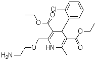 结构式 CAS# 140171-65-9, 2-[(2-氨基乙氧基)甲基]-4-(2-氯苯基)-1,4-二氢-6-甲基-3,5-吡啶二甲酸二乙酯