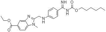 structure of CAS# 1408238-36-7, Ethyl 2-[[[4-[[[(hexyloxy)carbonyl]amino]iminomethyl]phenyl]amino]methyl]-1-methyl-1H-benzimidazole-5-carboxylate
