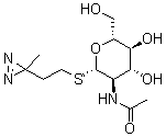 structure of CAS# 141411-41-8, 2-(3-Methyl-3H-diazirin-3-yl)ethyl 2-(acetylamino)-2-deoxy-1-thio-beta-D-glucopyranoside