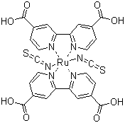 structure of CAS# 141460-19-7, cis-Dithiocyanatobis(N,N'-2,2'-bipyridyl-4,4'-dicarboxylic acid)ruthenium;cis-Bis(isothiocyanato)bis(2,2'-bipyridyl-4,4'-dicarboxylato)ruthenium (II)