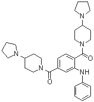 结构式 CAS# 1415800-43-9, 1,1'-[2-(苯基氨基)-1,4-亚苯基]二[1-[4-(1-吡咯烷基)-1-哌啶基]甲酮]