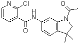 structure of CAS# 1420999-91-2, N-(1-Acetyl-2,3-dihydro-3,3-dimethyl-1H-indol-6-yl)-2-chloro-3-pyridinecarboxamide