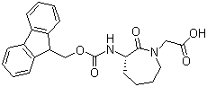 structure of CAS# 142855-79-6, (S)-3-[[(9H-Fluoren-9-ylmethoxy)carbonyl]amino]hexahydro-2-oxo-1H-azepine-1-acetic acid;Fmoc-(3S)-3-amino-1-carboxymethylcaprolactame