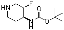 structure of CAS# 1434127-01-1, N-[(3S,4S)-3-Fluoro-4-piperidinyl]carbamic acid 1,1-dimethylethyl ester