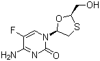 结构式 CAS# 143491-57-0, 恩曲他滨; 5-氟-1-(2R,5S)-[2-羟甲基-1,3-氧硫环-5-酰]胞嘧啶
