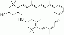 structure of CAS# 144-68-3, Zeaxanthin;(3R,3'R)-beta,beta-Carotene-3,3'-diol; 4-[18-(4-Hydroxy-2,6,6-trimethyl-1-cyclohexenyl)-3,7,12,16-tetramethyl-octadeca-1,3,5,7,9,11,13,15,17-nonaenyl]-3,5,5-trimethyl-cyclohex-3-en-1-ol
