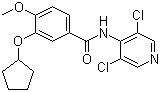 structure of CAS# 144035-83-6, Piclamilast;N-(3,5-Dichloropyrid-4-yl)-3-cyclopentyloxy-4-methoxybenzamide; 3-(Cyclopentyloxy)-N-(3,5-dichloro-4-pyridinyl)-4-methoxybenzamide; RP 73401; RPR 73401