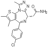 structure of CAS# 1446144-04-2, CPI 203;(6S)-4-(4-Chlorophenyl)-2,3,9-trimethyl-6H-thieno[3,2-f][1,2,4]triazolo[4,3-a][1,4]diazepine-6-acetamide