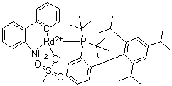 [2'-(Amino)[1,1'-biphenyl]-2-yl][bis(1,1-dimethylethyl)[2',4',6'-tris(1-methylethyl)[1,1'-biphenyl]-2-yl]phosphine](methanesulfonato)palladium molecular structure (CAS 1447963-75-8)