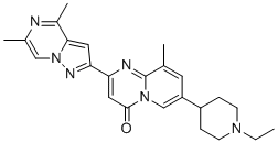 结构式 CAS# 1449597-34-5, 2-(4,6-二甲基吡唑并[1,5-a]吡嗪-2-基)-7-(1-乙基-4-哌啶基)-9-甲基-4H-吡啶并[1,2-a]嘧啶-4-酮