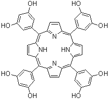 结构式 CAS# 145764-54-1, 5,10,15,20-四(3,5-二羟基苯基)-21H,23H-卟啉