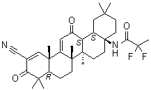 structure of CAS# 1474034-05-3, N-(2-Cyano-3,12-dioxo-28-noroleana-1,9(11)-dien-17-yl)-2,2-difluoropropanamide;RTA 408