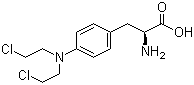 结构式 CAS# 148-82-3, 美法仑; 米尔法兰; 左旋苯丙氨酸氮芥; 4-[双(2-氯乙基)氨基]-L-苯丙氨酸