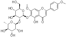 structure of CAS# 149998-38-9, Gelomuloside A;6-[[2-O-(6-Deoxy-alpha-L-mannopyranosyl)-beta-D-glucopyranosyl]oxy]-5-hydroxy-7-methoxy-2-(4-methoxyphenyl)-4H-1-benzopyran-4-one