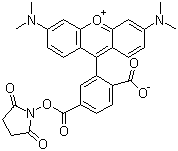 structure of CAS# 150810-69-8, 6-Carboxytetramethylrhodamine succinimidyl ester;6-TAMRASE