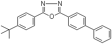 结构式 CAS# 15082-28-7, 2-(4'-叔丁苯基)-5-(4'-联苯基)-1,3,4-恶二唑; 2-(4'-叔丁苯基)-5-(4'-联苯基)-1,3,4-噁二唑