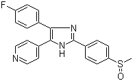 结构式 CAS# 152121-47-6, SB 203580; 4-(4-氟苯基)-2-(4-甲基亚磺酰基苯基)-5-(4-吡啶基)-1H-咪唑