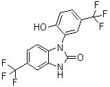 structure of CAS# 153587-01-0, 1,3-Dihydro-1-[2-hydroxy-5-(trifluoromethyl)phenyl]-5-(trifluoromethyl)-2H-benzimidazol-2-one