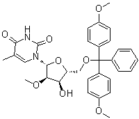 structure of CAS# 153631-19-7, 5'-O-[Bis(4-methoxyphenyl)phenylmethyl]-5-methyl-2'-O-methyluridine