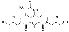 structure of CAS# 154361-52-1, Iopromide EP Impurity C;1-N,3-N-bis(2,3-dihydroxypropyl)-5-[(2-hydroxyacetyl)amino]-2,4,6-triiodo-3-N-methylbenzene-1,3-dicarboxamide