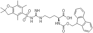 结构式 CAS# 154445-77-9, Fmoc-Pbf-精氨酸; N-芴甲氧羰酰基-2,2,4,6,7-五甲基二氢苯并呋喃-5-磺酰-L-精氨酸
